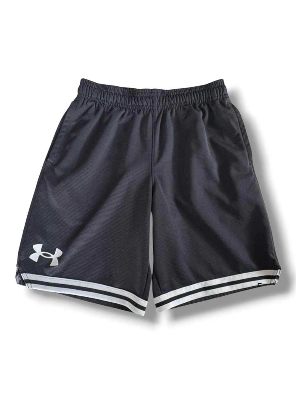 UNDER ARMOUR Boy’s Black and White Athletic Shorts